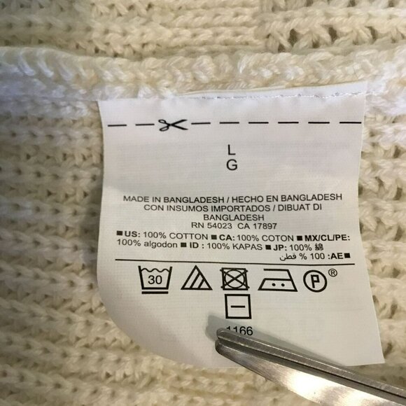 Old Navy Drop Shoulder Sweater Short Sleeve Cotton Knit Women's Size Large Ivory - Picture 9 of 10